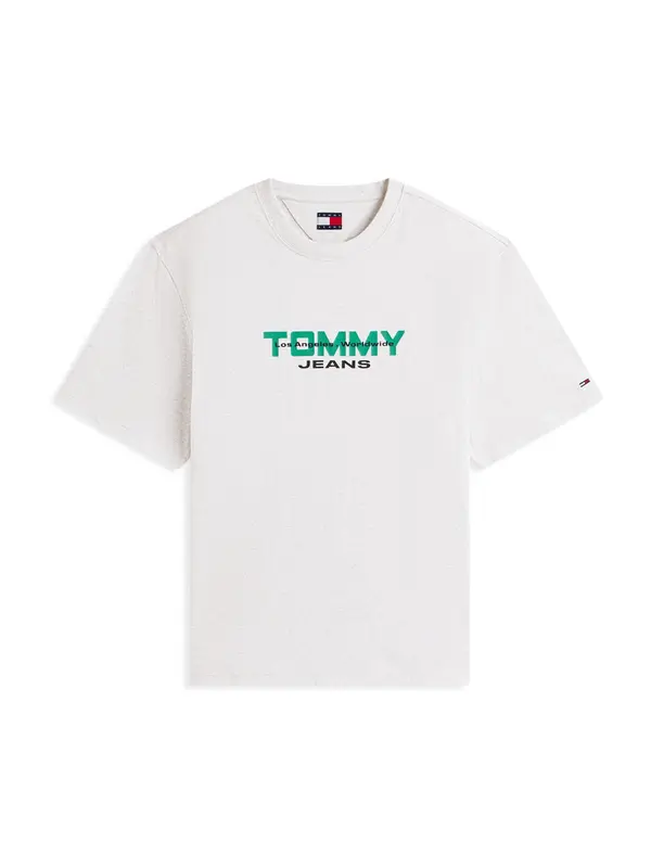 Tommy Jeans Tommy Jeans Majica '90S '  svetlo siva / zelena / črna