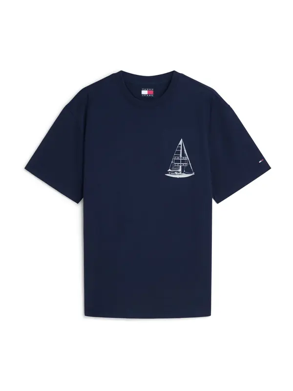 Tommy Jeans Tommy Jeans Majica 'Back Graphic Relaxed'  mornarska / bela