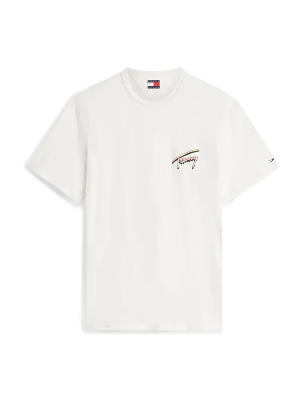 Tommy Jeans Tommy Jeans Majica 'Back Graphic Textured Relaxed'  rumena / roza / črna / off-bela