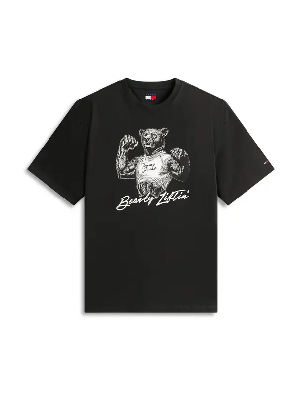 Tommy Jeans Tommy Jeans Majica 'BEAR'  črna / off-bela