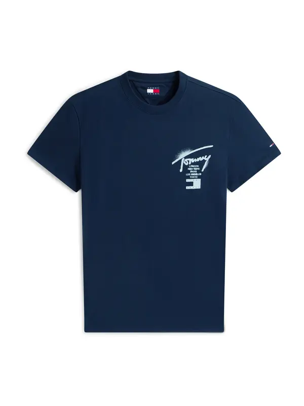 Tommy Jeans Tommy Jeans Majica 'CITY SIGN'  marine / bela