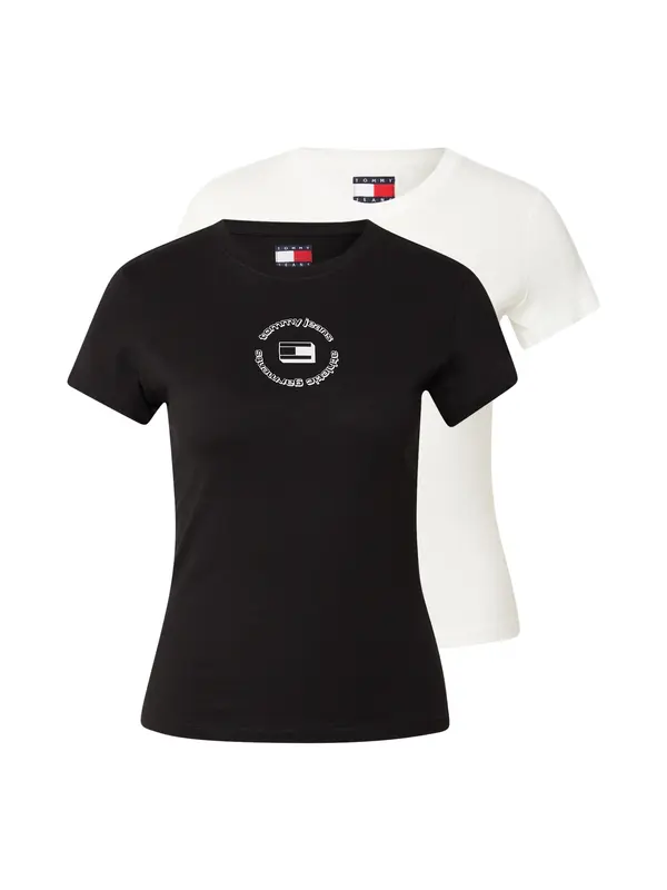 Tommy Jeans Tommy Jeans Majica 'Ess'  črna / bela