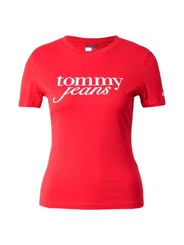 Tommy Jeans Tommy Jeans Majica 'ESSENTIAL'  rdeča / bela