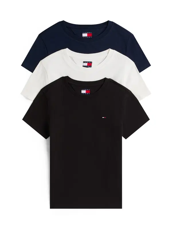 Tommy Jeans Tommy Jeans Majica 'Flag Embroidery Slim T'  mornarska / črna / bela