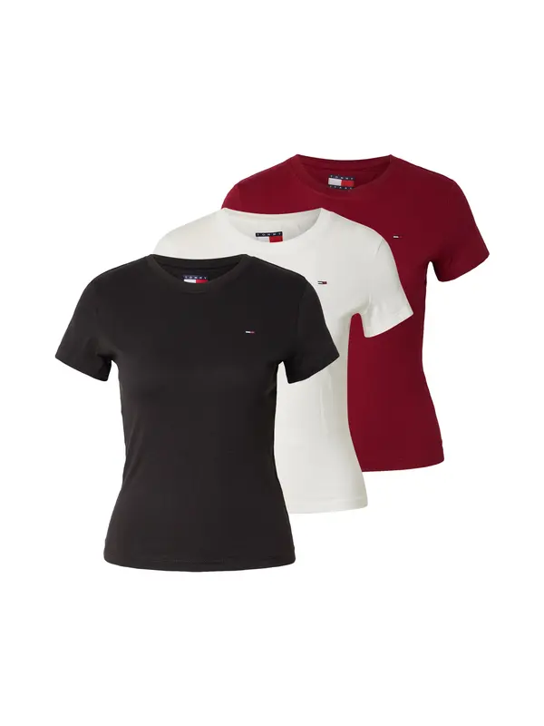 Tommy Jeans Tommy Jeans Majica  karminsko rdeča / črna / bela