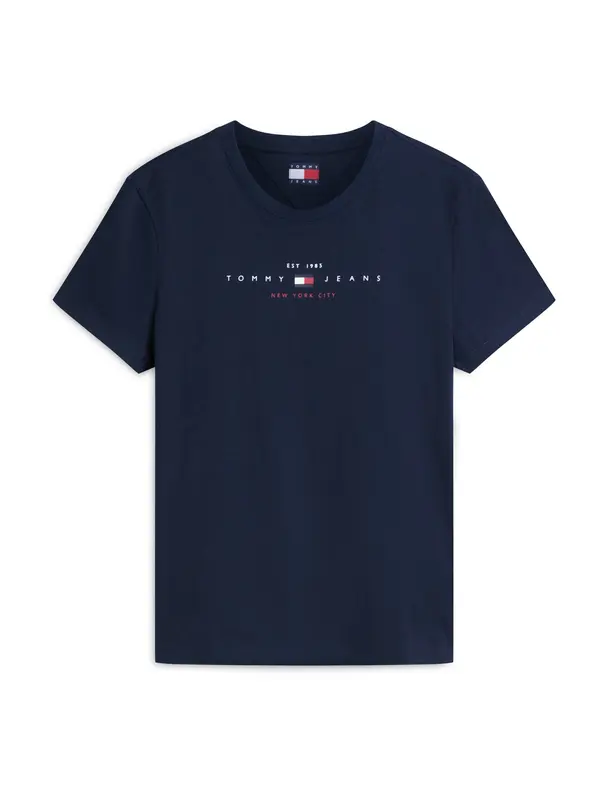 Tommy Jeans Tommy Jeans Majica 'Linear Logo'  mornarska / češnjevo rdeča / bela