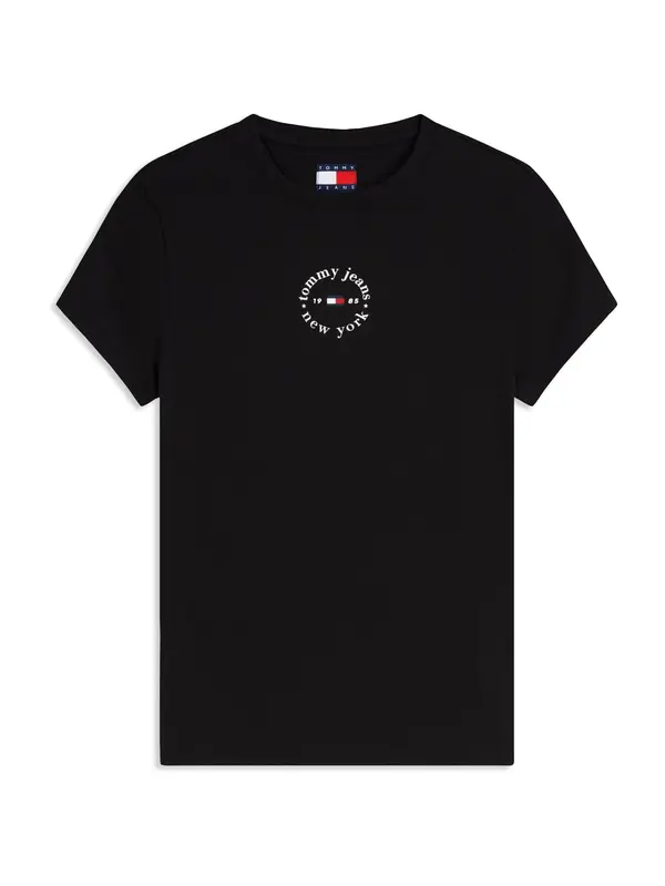 Tommy Jeans Tommy Jeans Majica 'Logo Slim'  črna / bela