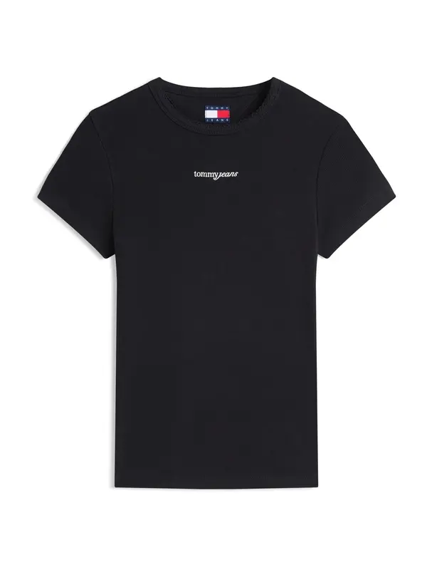 Tommy Jeans Tommy Jeans Majica 'Logo Slim'  črna / bela