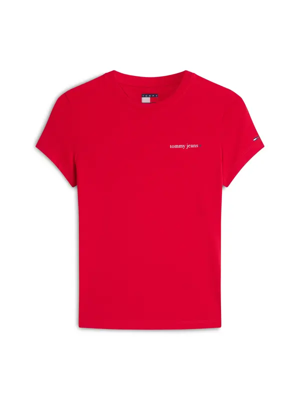 Tommy Jeans Tommy Jeans Majica 'Logo Slim'  rdeča / bela