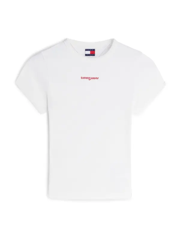 Tommy Jeans Tommy Jeans Majica 'Logo Slim'  rdeča / bela