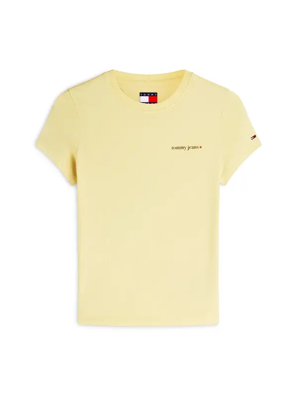 Tommy Jeans Tommy Jeans Majica 'Logo Slim'  svetlo rumena / črna