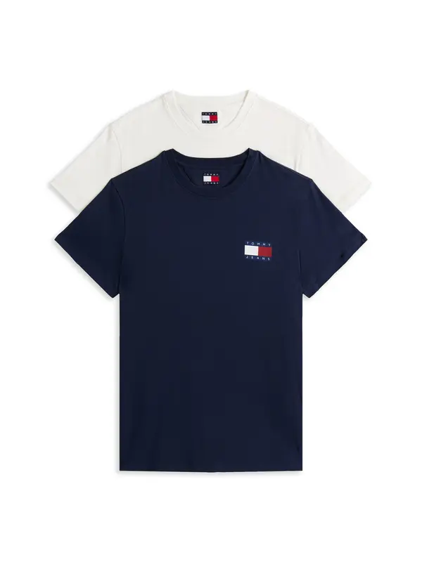 Tommy Jeans Tommy Jeans Majica 'Logo Slim T'  nočno modra / rdeča / bela