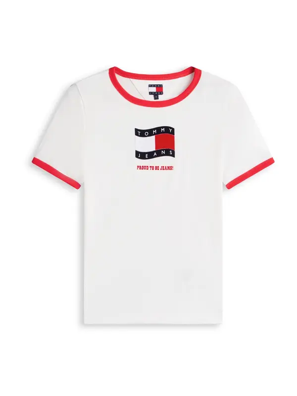 Tommy Jeans Tommy Jeans Majica 'NOVELTY'  mornarska / rdeča / bela