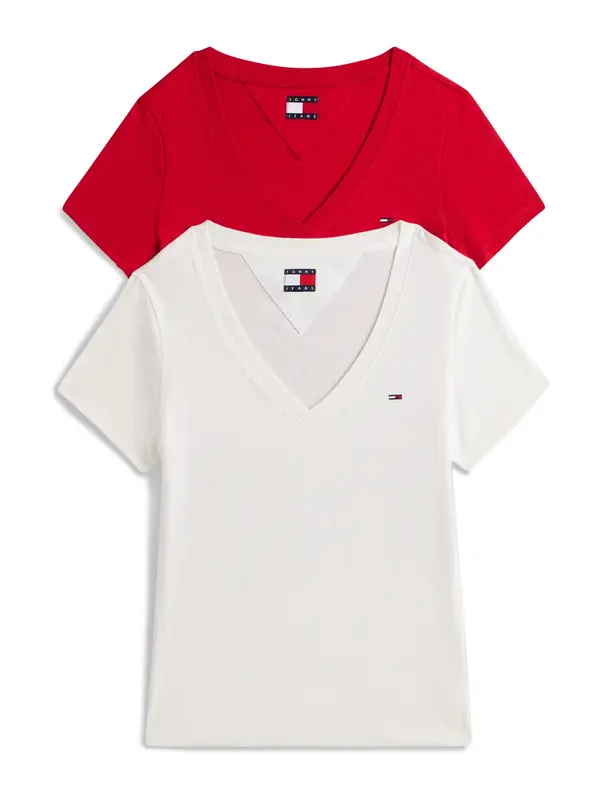 Tommy Jeans Tommy Jeans Majica  rdeča / bela