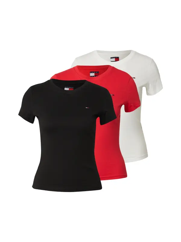Tommy Jeans Tommy Jeans Majica  rdeča / črna / bela
