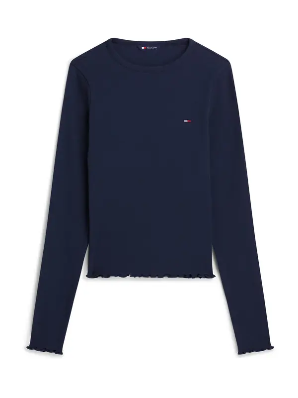 Tommy Jeans Tommy Jeans Majica 'Ruffle Slim Long Sleeve'  mornarska