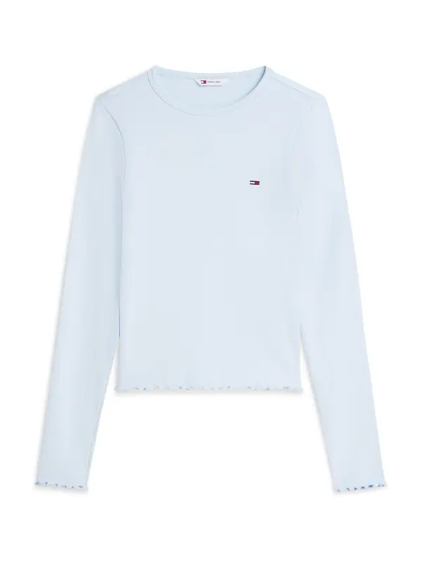 Tommy Jeans Tommy Jeans Majica 'Ruffle Slim Long Sleeve'  nebeško modra