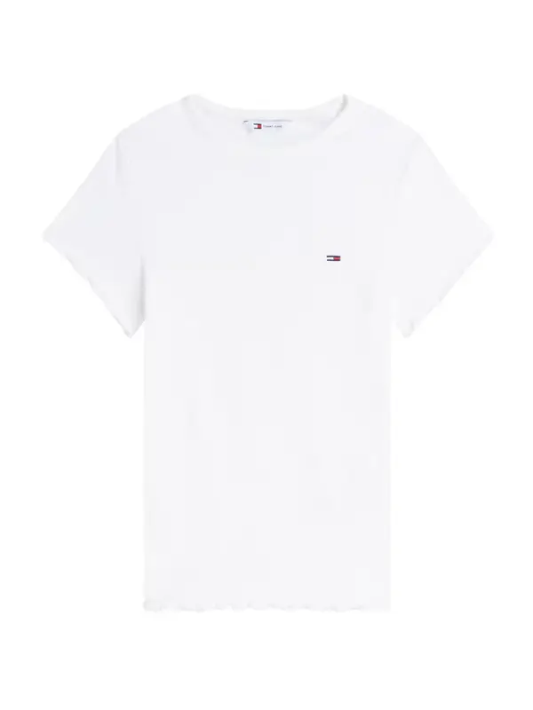Tommy Jeans Tommy Jeans Majica 'Ruffle Trim Slim'  bela
