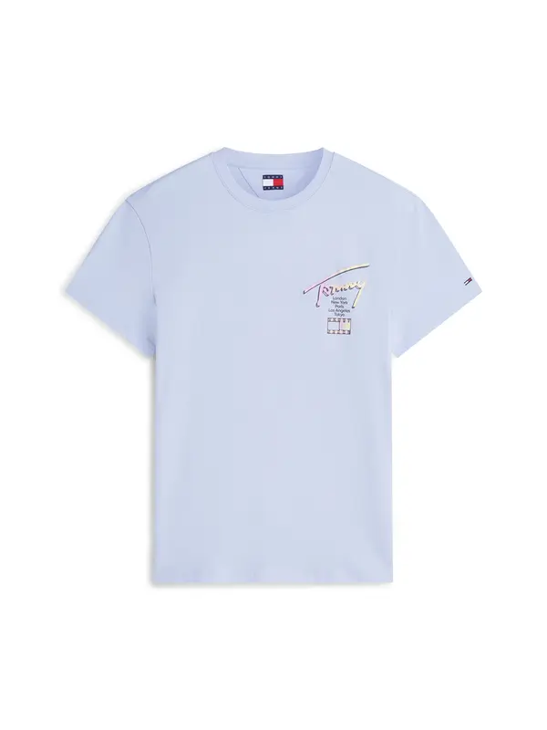 Tommy Jeans Tommy Jeans Majica 'Signature Logo'  chamois / svetlo modra / sliva / črna