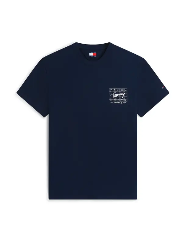 Tommy Jeans Tommy Jeans Majica 'Signature Logo Peached'  mornarska / bela