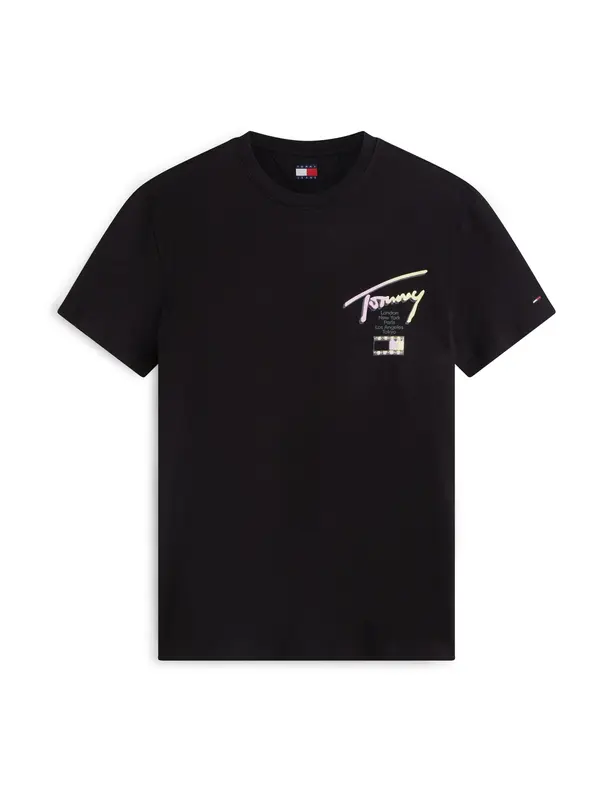 Tommy Jeans Tommy Jeans Majica 'Signature Logo'  rumena / temno siva / roza / črna