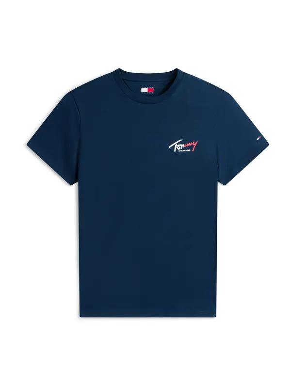 Tommy Jeans Tommy Jeans Majica 'Signature Logo Slim'  mornarska / rdeča / bela