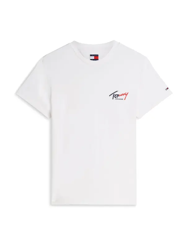 Tommy Jeans Tommy Jeans Majica 'Signature Logo Slim'  mornarska / živo rdeča / bela