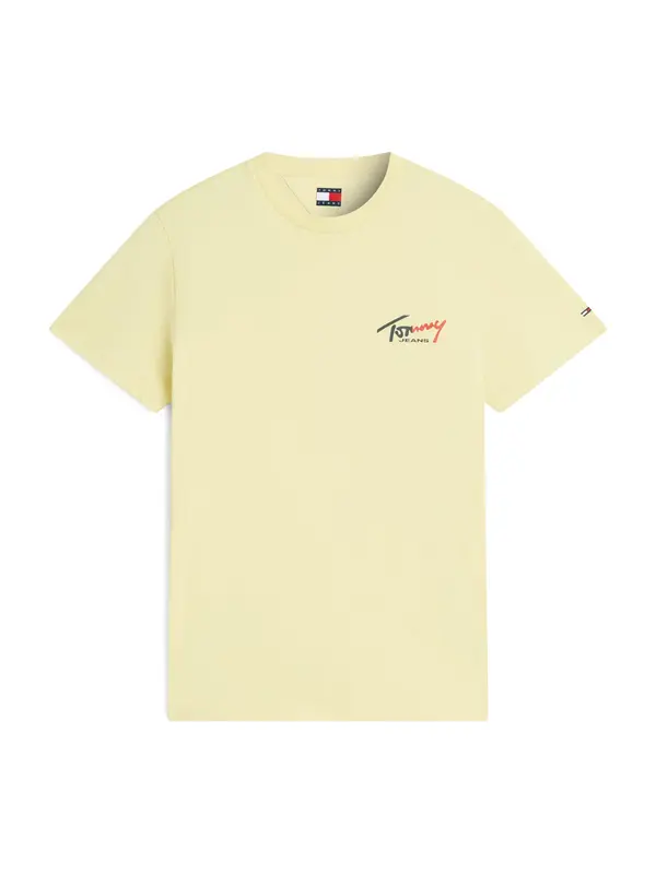 Tommy Jeans Tommy Jeans Majica 'Signature Logo Slim'  temno modra / pastelno rumena / rdeča