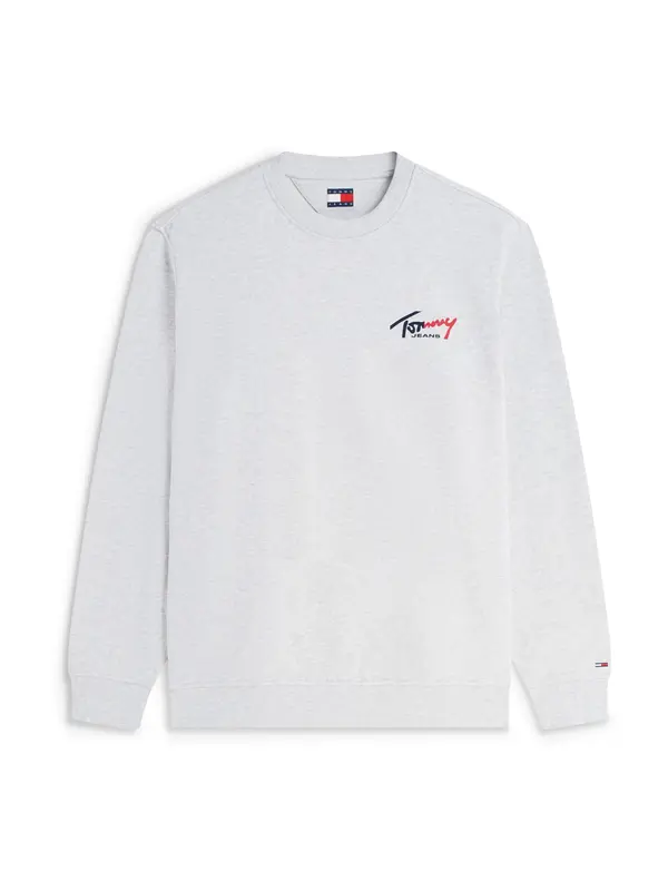 Tommy Jeans Tommy Jeans Majica 'Signature Logo Sueded'  mornarska / pegasto siva / rdeča