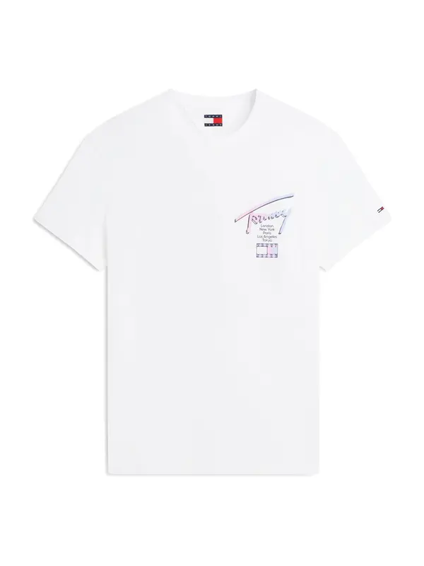 Tommy Jeans Tommy Jeans Majica 'Signature Logo'  svetlo modra / antracit / roza / bela