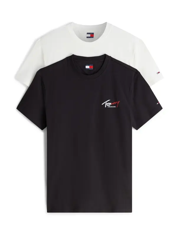 Tommy Jeans Tommy Jeans Majica 'Signature Logo T'  črna / bela