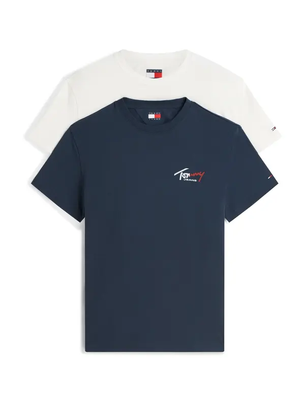 Tommy Jeans Tommy Jeans Majica 'Signature Logo T'  ecru / mornarska / temno rdeča / bela