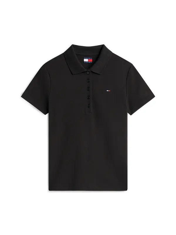 Tommy Jeans Tommy Jeans Majica 'Slim Fit Five-button'  črna