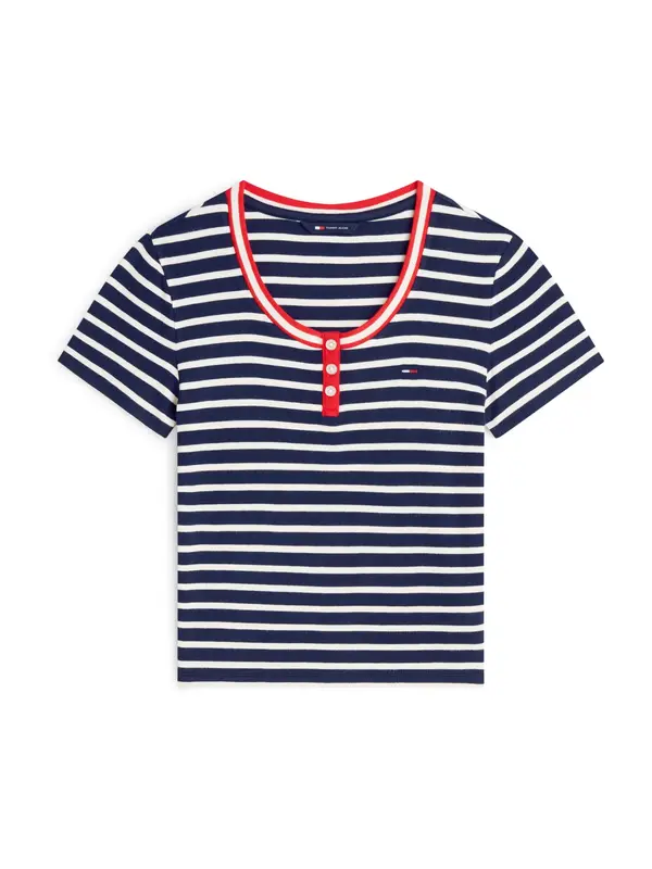 Tommy Jeans Tommy Jeans Majica 'Slim'  mornarska / bela