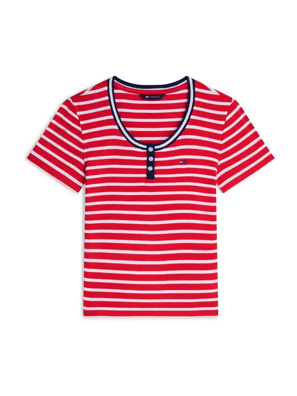 Tommy Jeans Tommy Jeans Majica 'Slim'  rdeča / bela