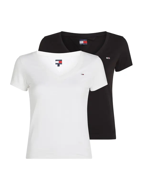 Tommy Jeans Tommy Jeans Majica 'Slim T'  črna / bela