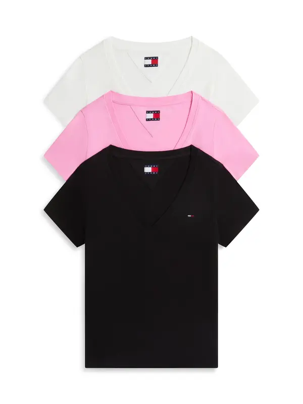 Tommy Jeans Tommy Jeans Majica 'Slim T'  ecru / roza / črna