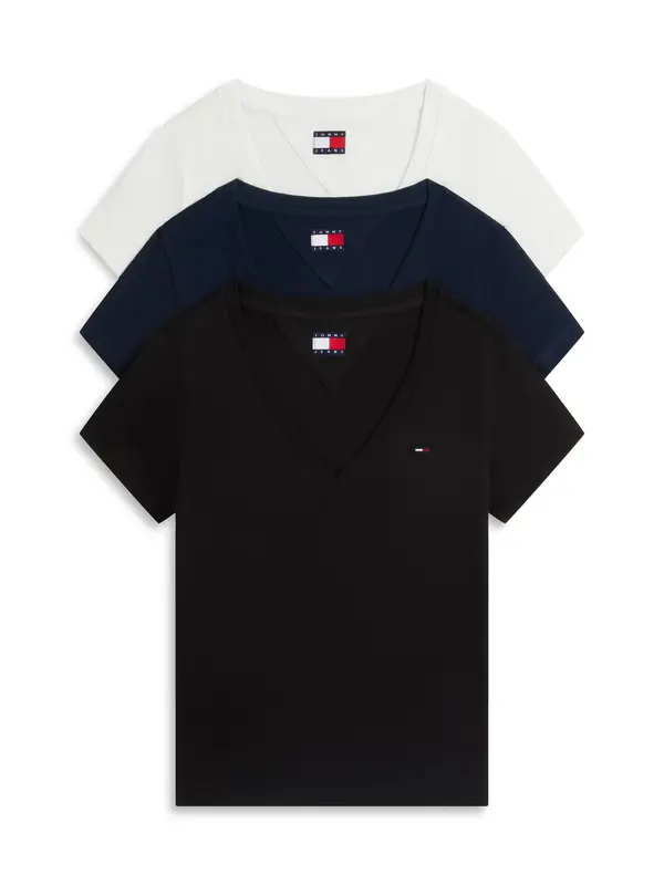 Tommy Jeans Tommy Jeans Majica 'Slim T'  mornarska / črna / bela