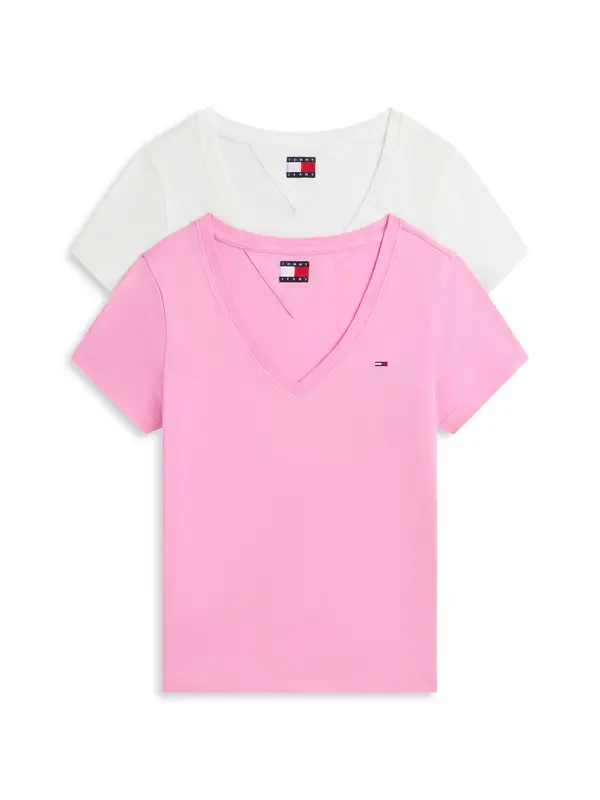 Tommy Jeans Tommy Jeans Majica 'Slim T'  svetlo roza / bela