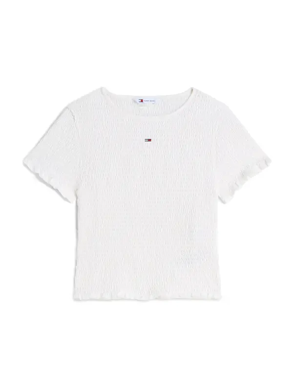 Tommy Jeans Tommy Jeans Majica 'Smock Flag Embroidery Slim'  bela