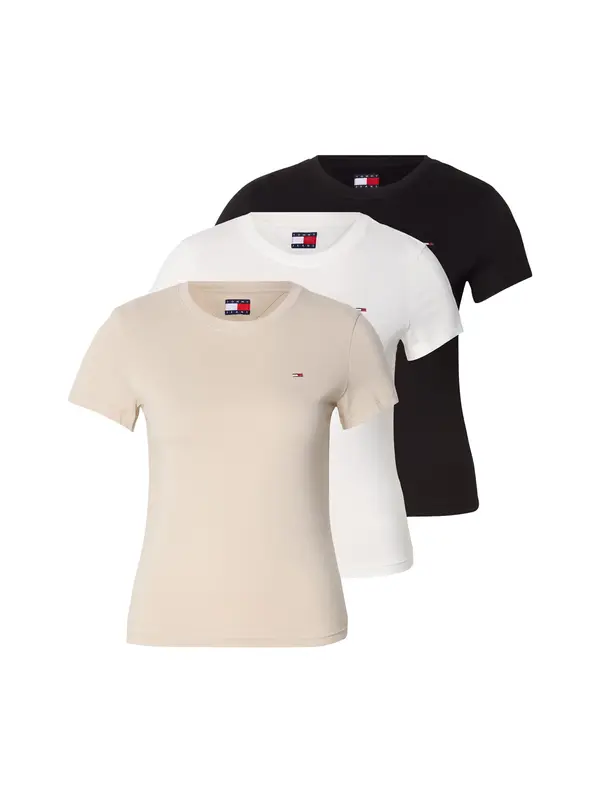Tommy Jeans Tommy Jeans Majica  svetlo bež / črna / bela