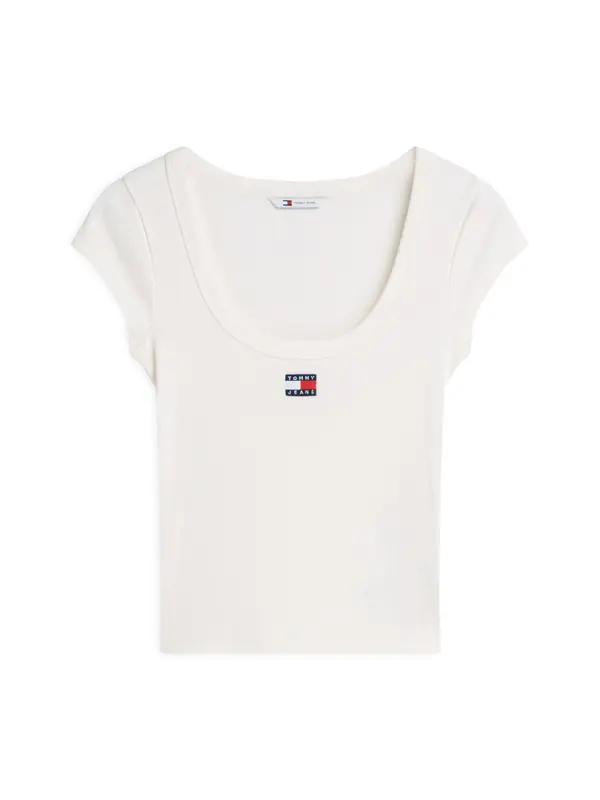 Tommy Jeans Tommy Jeans Majica 'Tommy Badge Slim'  mornarska / rdeča / bela