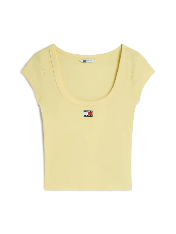 Tommy Jeans Tommy Jeans Majica 'Tommy Badge Slim'  pastelno rumena