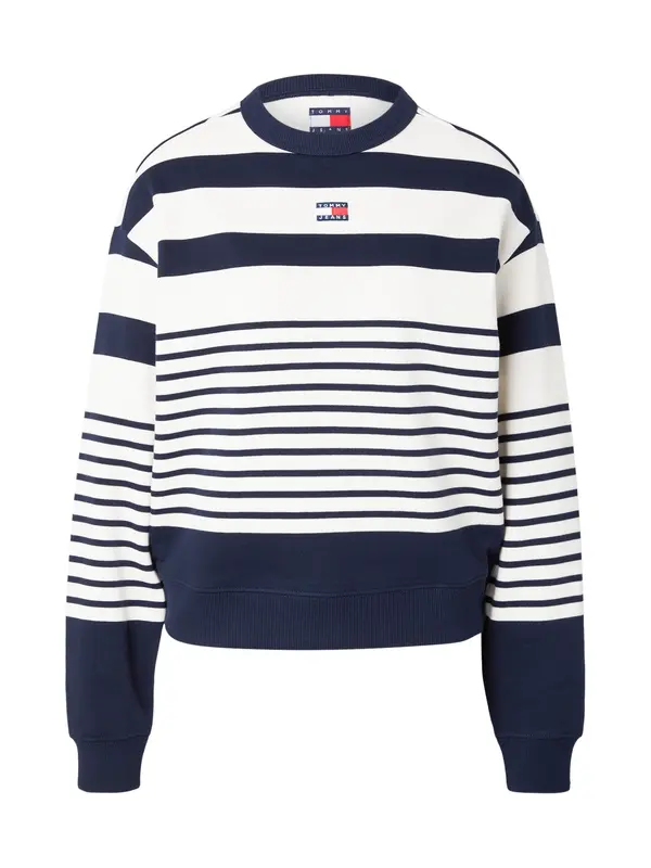 Tommy Jeans Tommy Jeans Majica 'Tommy Badge Stripe Relaxed'  marine / bela