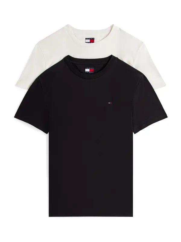Tommy Jeans Tommy Jeans Majica 'Tommy Flag Extra Slim T'  črna / bela