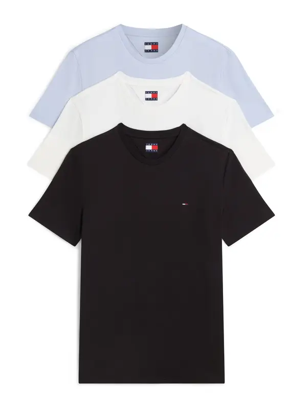Tommy Jeans Tommy Jeans Majica 'Tommy Flag Extra Slim T'  ecru / golobje modra / črna