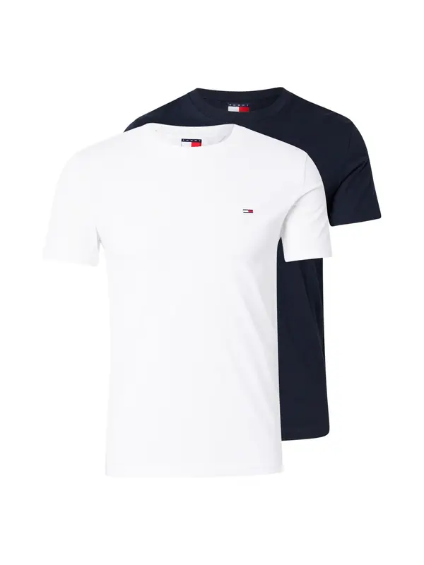 Tommy Jeans Tommy Jeans Majica 'Tommy Flag Extra Slim T'  nočno modra / bela
