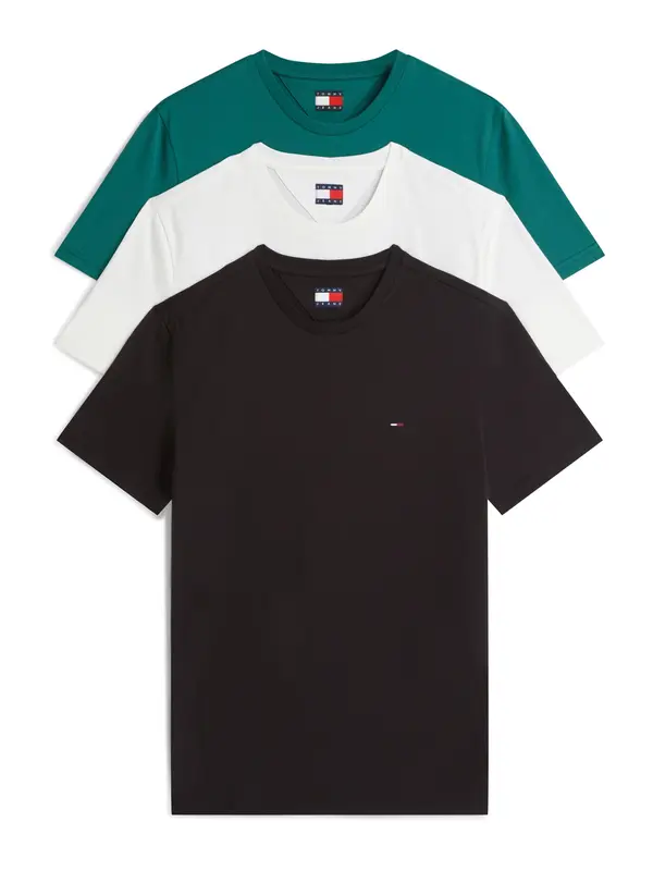 Tommy Jeans Tommy Jeans Majica 'Tommy Flag Extra Slim T'  petrol / črna / bela