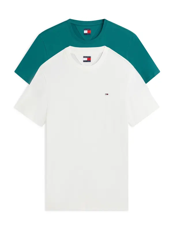 Tommy Jeans Tommy Jeans Majica 'Tommy Flag Extra Slim T'  slonovina / cijansko modra