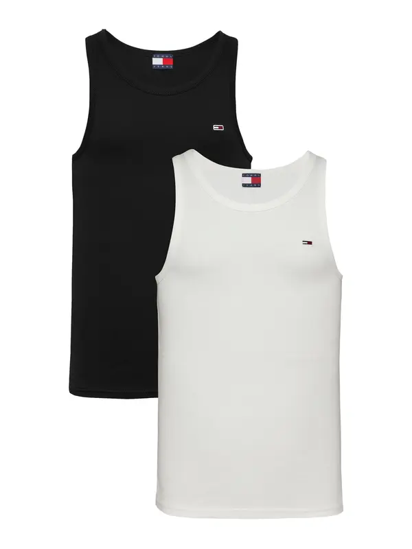Tommy Jeans Tommy Jeans Majica 'Tommy Flag Extra Slim Tank'  črna / bela